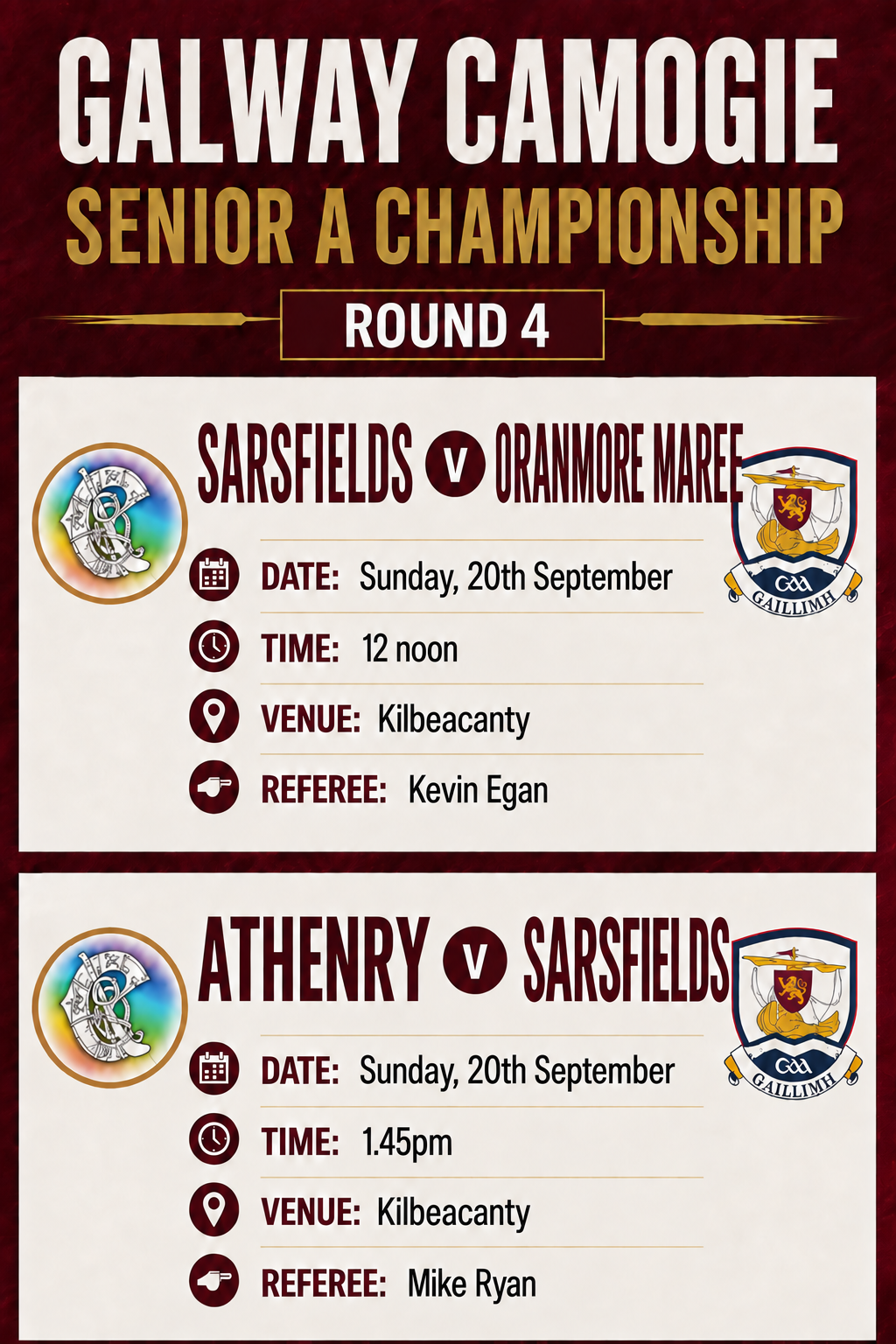 Oranmore Maree v Shamrocks, Athenry v Sarsfields thumbnail